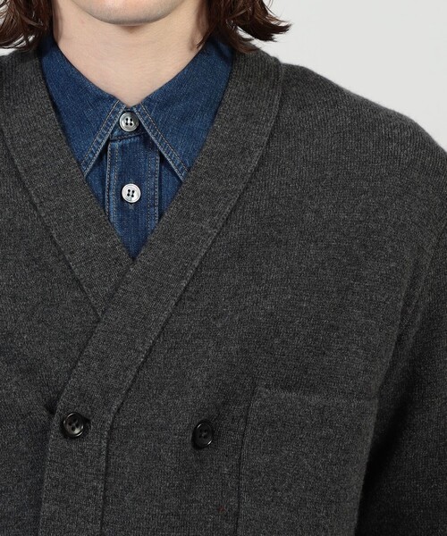 セーター ニット カシミヤ ダブルブレステッド カーディガン メンズの画像
