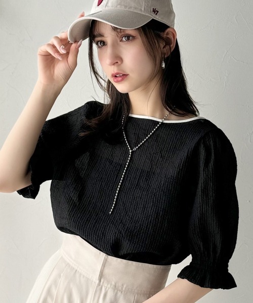 ブラウス ドット リボン フリルスリーブ クルーネック プルオーバー フェミニン 上品 きれいめ お呼ばれ Good Clothes 楽天市場】シフォンフリルトップス シフォンブラウス ハイネック