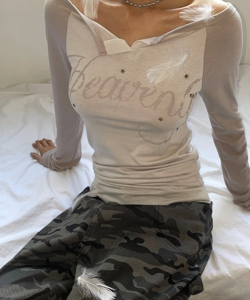 A'GEM/9 × .kom 「 FANCY CLUB/ファンシークラブ」 HEAVENLY OFF-SHOULDER LONG SLEEVE/ヘブン
