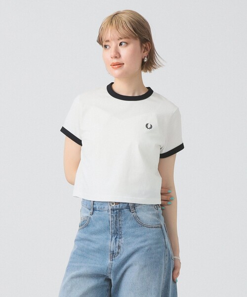 トップス FRED PERRY CROPPED RINGER T-SHIRT Fred Perry cropped ringer T-shirt in forest green | ASOS