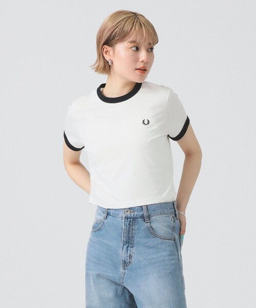 トップス FRED PERRY / CROPPED RINGER T-SHIRT Fred Perry cropped ringer T-shirt in navy | ASOS