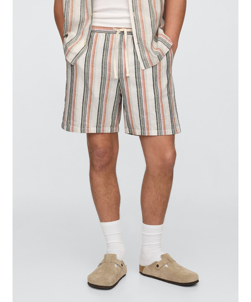 DT♪ TOLDA リネン混キャンバスショートパンツ 関税込 GAP パンツ 7インチ リネン混 イージーショートパンツ メンズ