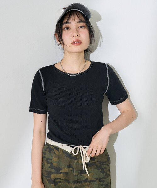 tシャツ ビッグ メッシュ フーディー レディース FREAK'S STORE tシャツ メッシュ半袖トップス レディース
