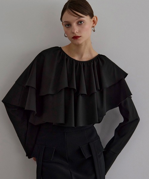 ブラウス シャツ Ruffle Cape Collar Tiered Blouse レディース