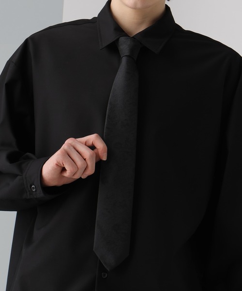 HARE ハレ　ネクタイジャガードSETショートシャツ（ブラック） HARE（ハレ）の「ネクタイジャガードSETショートシャツ(HARE)（シャツ