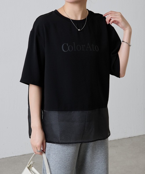 コラージュ ガリャルダガランテ 裾シアーロゴハーフスリーブTシャツ COLLAGE GALLARDAGALANTE tシャツ 裾シアーロゴハーフスリーブT