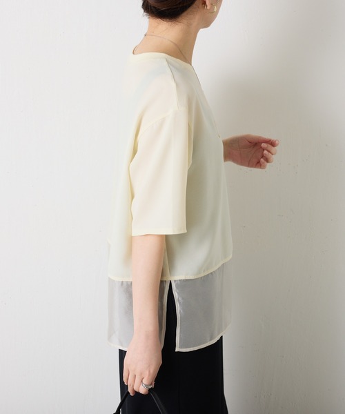 COLLAGE GALLARDAGALANTE tシャツ 裾シアーロゴハーフスリーブT