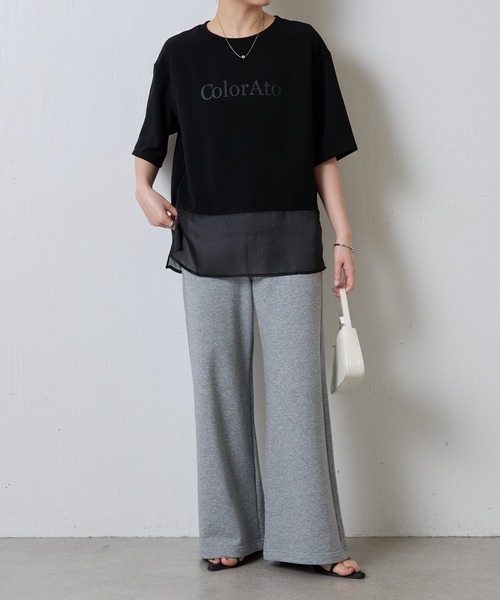 COLLAGE GALLARDAGALANTE tシャツ 裾シアーロゴハーフスリーブT
