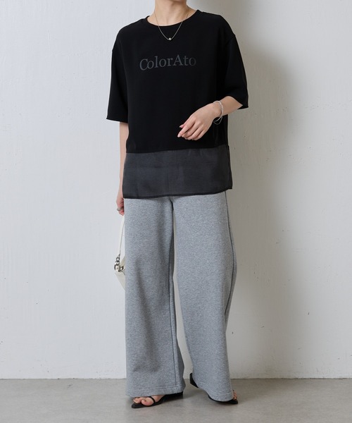COLLAGE GALLARDAGALANTE tシャツ 裾シアーロゴハーフスリーブT