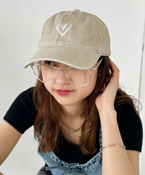 ORIMI ハートプリント キャップ CLEA キャップ 帽子 ハート刺繍ピグメントキャップ レディース メンズ