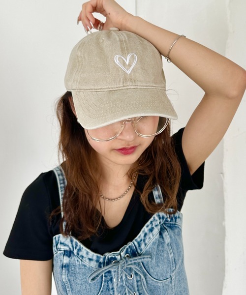 CLEA キャップ 帽子 ハート刺繍ピグメントキャップ レディース