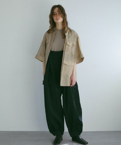 なべ子　ETRE TOKYO シャンタンカーブパンツ・シャツセット 2025年最新】ウエストコードシャンタンカーブパンツの人気