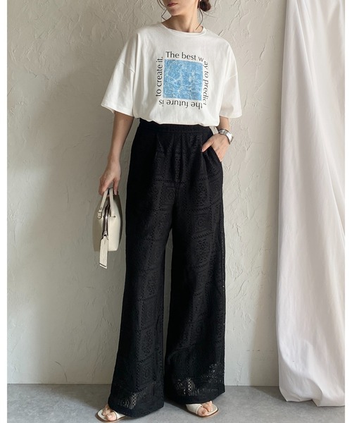 keep my closet レース ワイドパンツ 黒 keep my closet レース ワイドパンツ 黒 - メルカリ