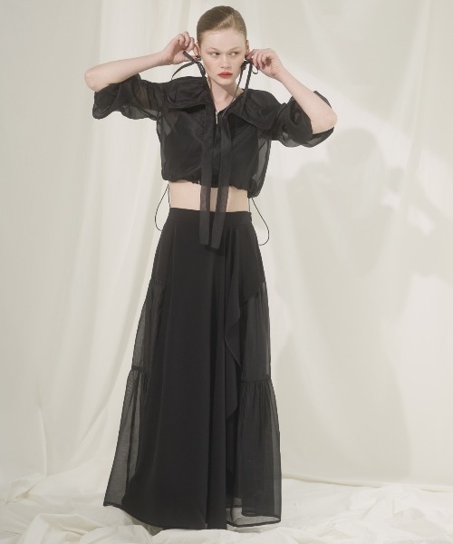 パーカー オーガンジーBIGカラーパーカー レディース And Couture パーカー オーガンジーBIGカラーパーカー