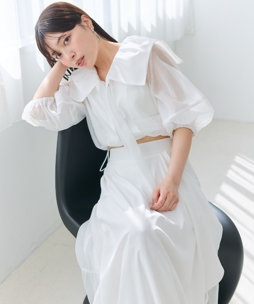 パーカー オーガンジーBIGカラーパーカー レディース And Couture パーカー オーガンジーBIGカラーパーカー