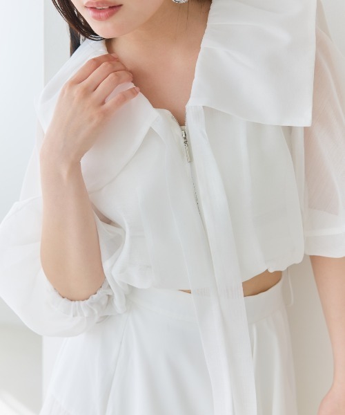 パーカー オーガンジーBIGカラーパーカー レディース And Couture パーカー オーガンジーBIGカラーパーカー