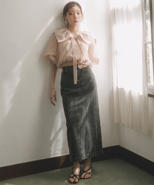 パーカー オーガンジーBIGカラーパーカー レディース And Couture パーカー オーガンジーBIGカラーパーカー