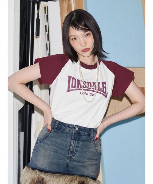 tシャツ 「LONSDALE×jouetie」ロゴユニフォームトップス レディース jouetie tシャツ 「LONSDALE×jouetie」ラグランTシャツ