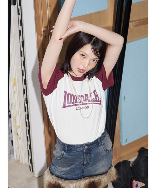 tシャツ 「LONSDALE×jouetie」ラグランTシャツ レディース jouetie tシャツ 「LONSDALE×jouetie」ラグランTシャツ