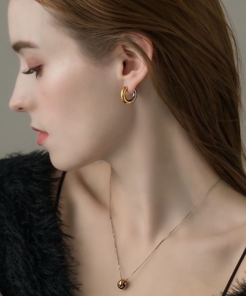 「muku」 ピアス（両耳用） FREE シルバー×ゴールド レディース_画像4