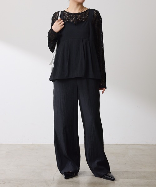 COLLAGE GALLARDA GALANTE 五分袖チュニック COLLAGE GALLARDAGALANTE tシャツ レースオーバーチュニック