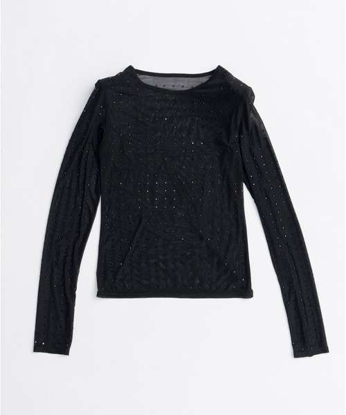 PRANK PROJECT / プランクプロジェクト | Double Raschel Mesh Top メッシュトップス | F | ブラック | レディース PRANK PROJECT（プランクプロジェクト） tシャツ レイヤードメッシュ