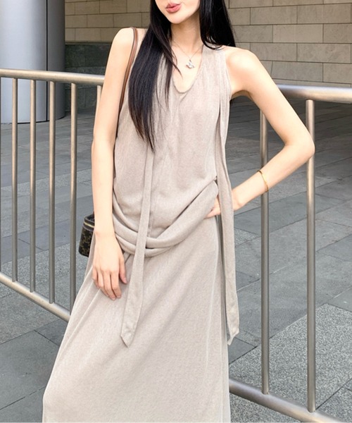セットアップ ホルターネック トップス ロングスカート Aライン tシャツ セットアップ ホルターネックトップス＆ロングスカート