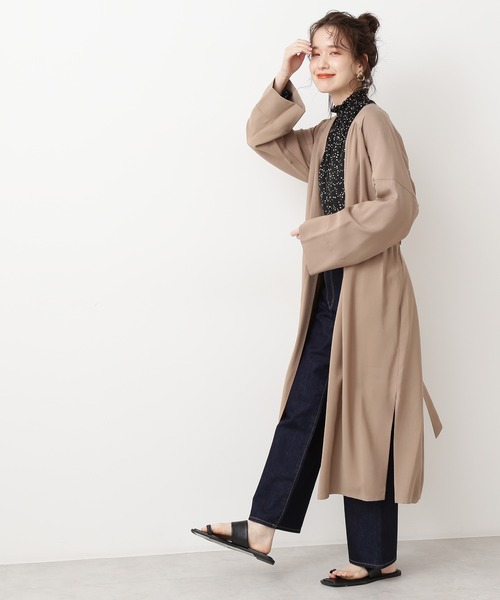 「N.（N. Natural Beauty Basic）」 ノーカラーコート MEDIUM ベージュ レディース_画像8