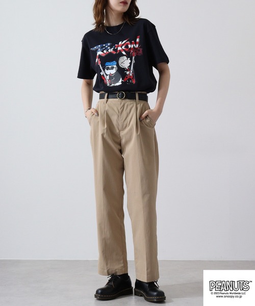 「PEANUTS」 半袖Tシャツ L ブラック レディース_画像7