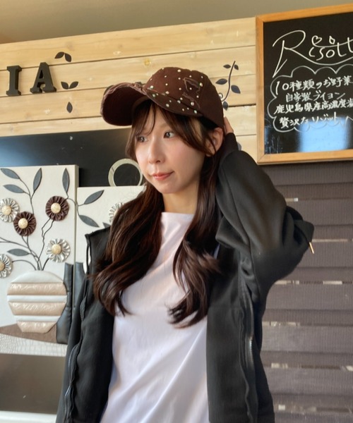 キャップ 帽子 ビジュー ダメージ加工 ビンテージ風 レディース