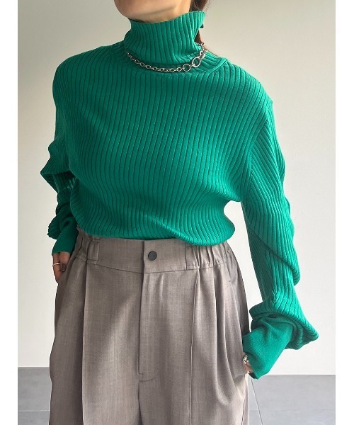 MIESROHE（ミースロエ） タートルネックニット ONE SIZE グリーン