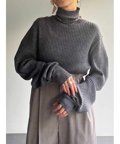 「MIESROHE」 タートルネックニット ONE SIZE グリーン レディース_画像3