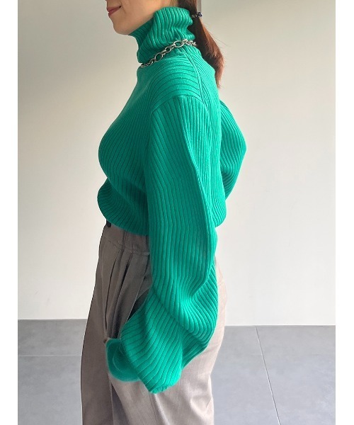 「MIESROHE」 タートルネックニット ONE SIZE グリーン レディース_画像7