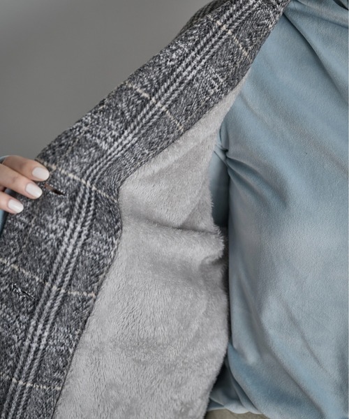 THE Yon コート アウター ストールセットウールライクチェックコート