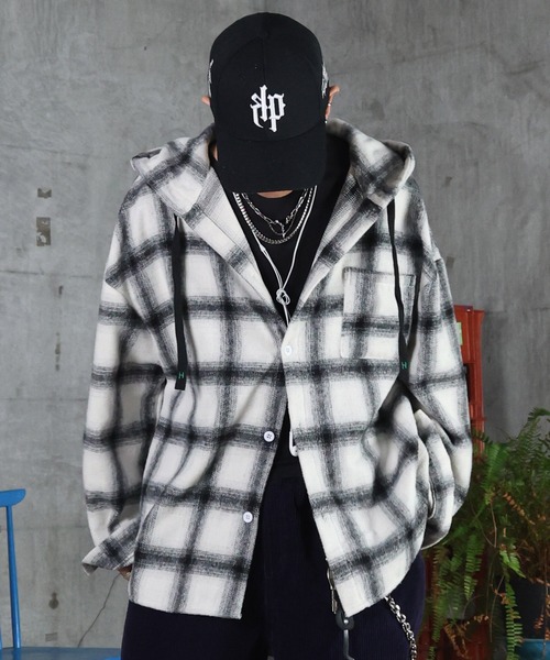 NEIGHBORHOOD オンブレ チェック フランネル シャツ フーディ M シャツ オンブレチェックシャツ フーディ メンズ レディース ユニ