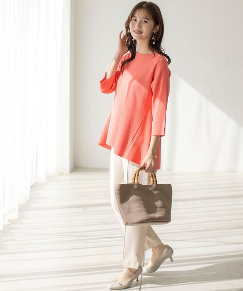 「ANY SIS」 7分袖ニット 2 ネイビー レディース_画像4