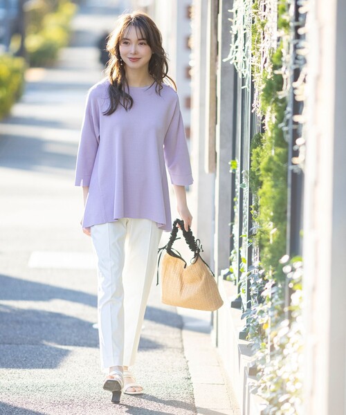 「ANY SIS」 7分袖ニット 2 ネイビー レディース_画像6