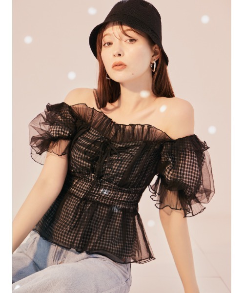 「SNIDEL」 半袖ブラウス ONE SIZE ブラック レディース_5