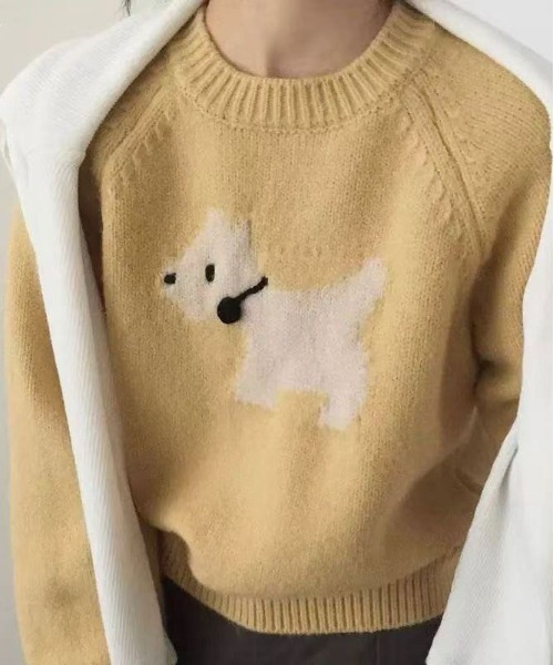 ニット セーター 「 ammy. / エイミードット 」 dog モチーフ カラー