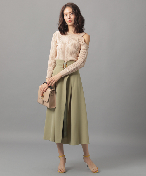 「Andemiu」 フレアスカート SMALL カーキ レディース_画像2