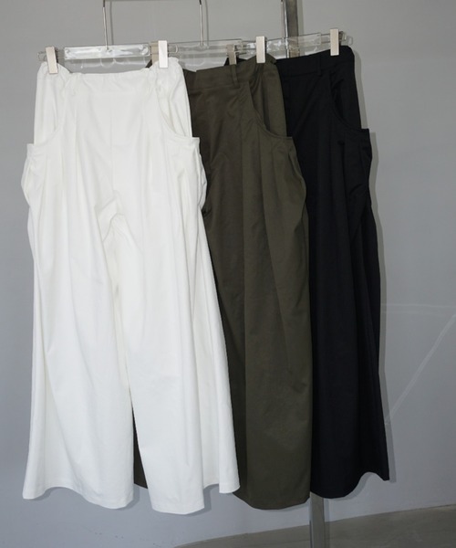 「chuclla」 「LONSLAN」イージーパンツ M ダークカーキ レディース_画像8