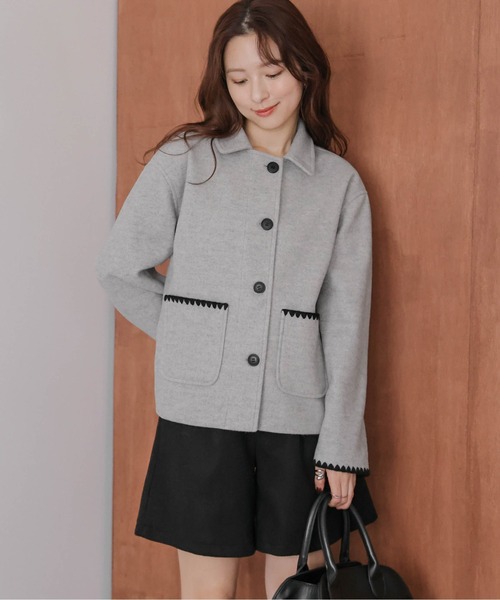 M'sGRACY　刺繍ワッペン付きテーラードコート 刺繍ワッペン付きテーラードコート | msgracy