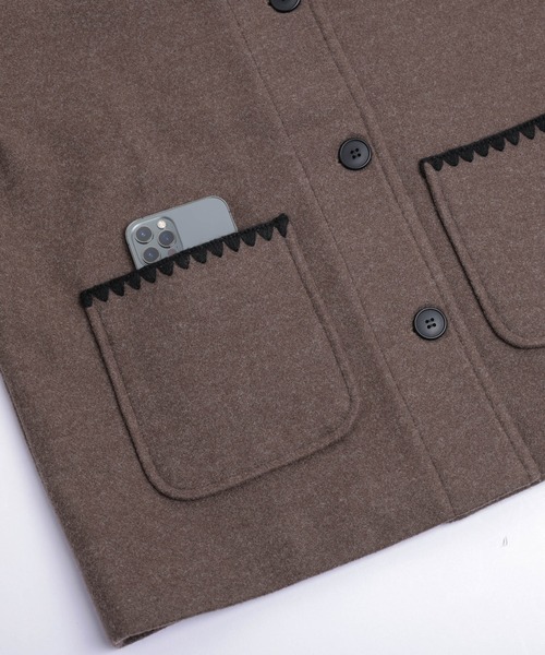 ジャケット テーラードジャケット ハマグリ刺繍 ショートコート