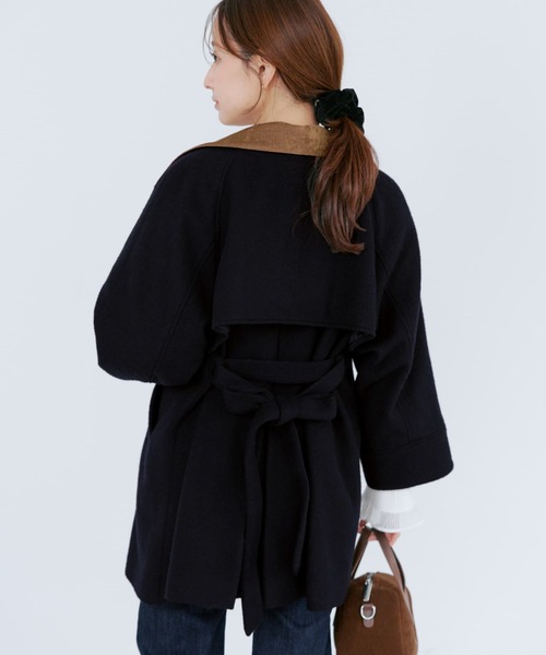 極美品✨COHINA 2wayカラーゴールドボタンミドルコート　ネイビー 2wayカラーゴールドボタンミドルコート | 小柄・低身長女性向け