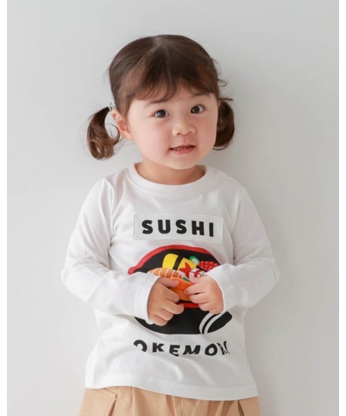 CHEEK ROOM（チークルーム） tシャツ 桶のお寿司ロングTシャツ キッズ 