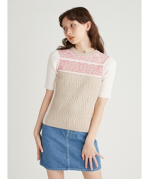 「FURFUR」 半袖ニット ONE SIZE ホワイト レディース_画像3