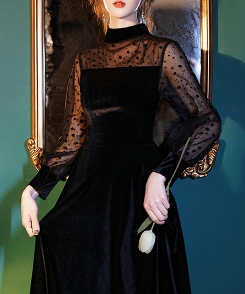 FREE STYLISTS ドレス YUGA_YGMC Sheer dot velvet dress : ZOZOTOWN