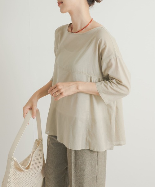 「URBAN RESEARCH DOORS」 半袖ブラウス MEDIUM ネイビー レディース_画像2