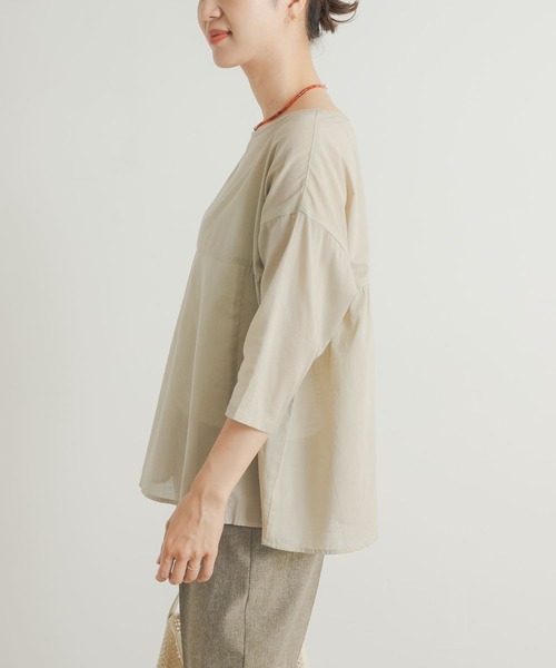 「URBAN RESEARCH DOORS」 半袖ブラウス MEDIUM ネイビー レディース_画像3