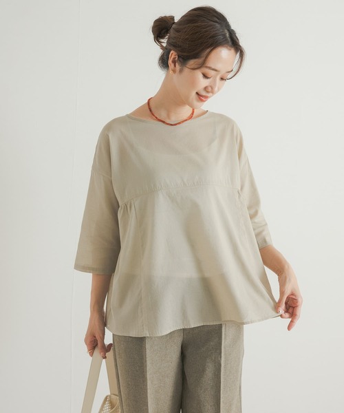 「URBAN RESEARCH DOORS」 半袖ブラウス MEDIUM ネイビー レディース_画像6